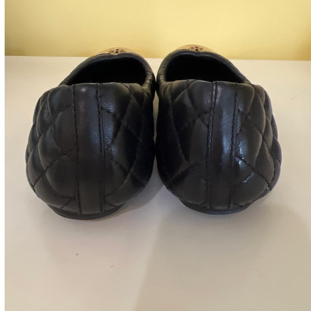 Tory Burch Black & Gold Quilted Ballet Flats Women's Size 10 Old Money Luxury - Picture 8 of 11